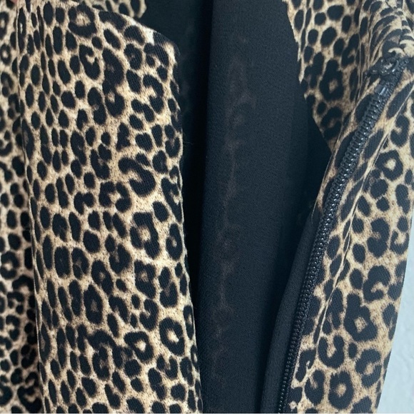 NEW MICHAEL KORS Dark Camel Brown Leopard Print Cropped Jumpsuit Size 8 - Picture 7 of 11